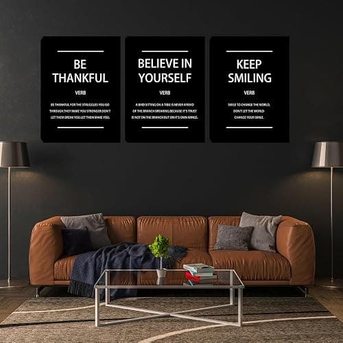 Inspirational Quotes Poster Print Canvas Wall Art 3 Pieces Black Decorations for Gym Living Room Bedroom Workplace Office Wall Decor 20"x28"x3 thumbnail 3