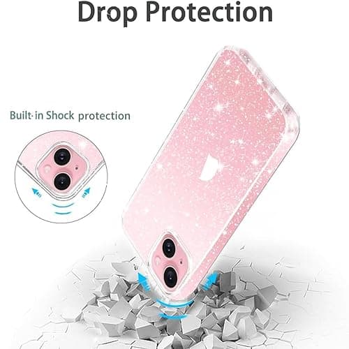 JJGoo Compatible with iPhone 15 Case Glitter, Clear Transparent Soft TPU Sparkle Anti-Scratch Shockproof Protective Phone Bumper, Women Girls Slim Bling Sparkly Phone Case thumbnail 6