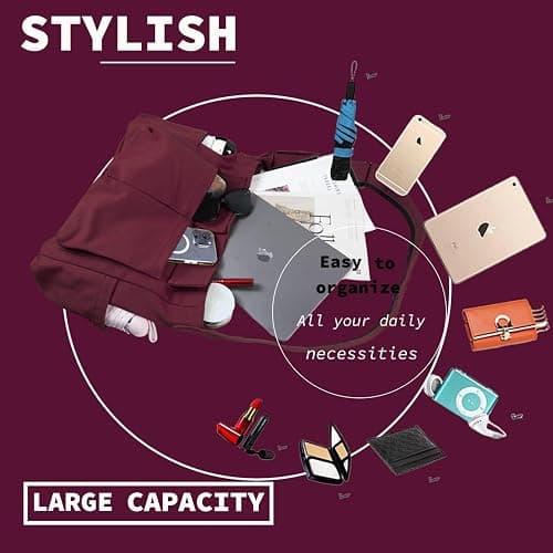 Canvas Messenger Bag Large Hobo Crossbody Bag with Multiple Pockets Casual Shoulder Tote Bag for Women and Men thumbnail 2