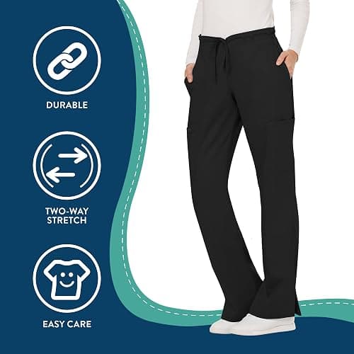 Cherokee Scrubs for Women Mid Rise Moderate Flare Drawstring Pant with 5 Pockets, Ultra Soft & Breathable Fabric - WW120 thumbnail 4