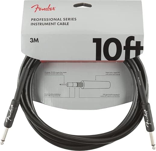 Fender Professional Series Instrument Cable, Guitar Cable 10 ft, Guitar Accessories, Stage Ready with Anti-Kinking Design, Black - Image 1
