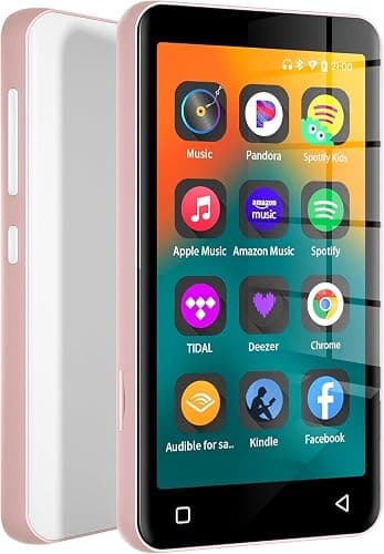 80GB MP3 Player with Bluetooth and WiFi, MP4 MP3 Player with Spotify,Spotify Kids,4" Music Player with Pandora, Audible,Music Player with Speaker (Pink_White) - Image 1