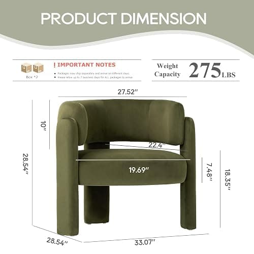 COLAMY Modern Velvet Accent Chair Set of 2, Upholstered Barrel Chairs, Comfy Side Arm Chairs with 3 Legs for Living Room, Bedroom, Reading, Green thumbnail 2