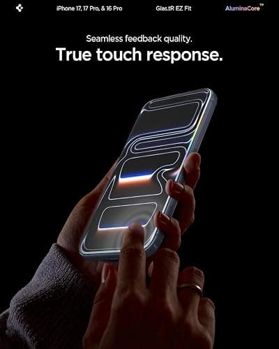 Spigen AluminaCore Tempered Glass Screen Protector [Glas.tR EZ Fit] designed for iPhone 17 Pro | iPhone 17 | iPhone 16 Pro [2 Pack] 9H+ Hardness, Aluminum-Enhanced Durability thumbnail 8