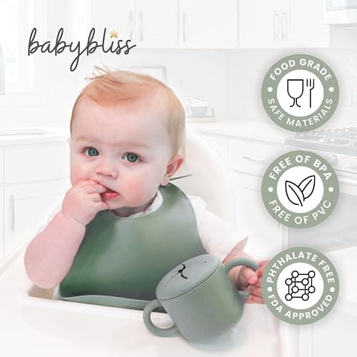 Baby Bliss 2 Pack Toddler Snack Container, Canadian Mom Owned, Snack Cups Toddler No Spill, Silicone Baby Snack Cup, Toddler Travel Essentials, Snack Containers for Kids, BPA Free (Sage/Dusty Teal) thumbnail 4