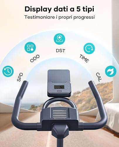 2025 Toputure Cyclette da Casa con App, Cyclette per Casa con Resistenza Magnetica 0-100%, Volano da 15kg, Sistema di Ammortizzazione, Schermo LCD, Supporto fino a 160kg thumbnail 6