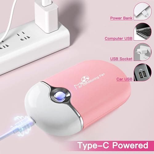 mlogiroa Lash Fan Mini Portable Eyelash Fan Handheld for Eyelash Extension Rechargeable USB C Air Cooling Blower with Built in Sponge Lash Extension Application(Pink) thumbnail 4
