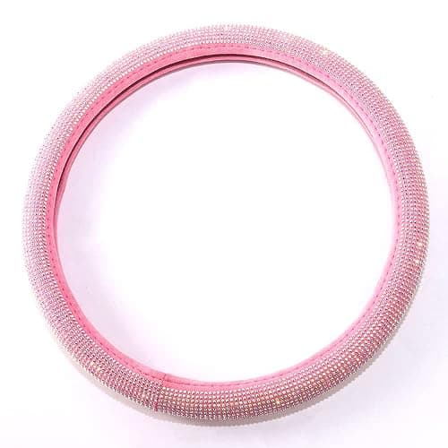 Car Sparkly Rhinestone Steering Wheel Cover Pink for Women Girls Cute Bling Colorful Diamonds Anti-Slip Wheel Protector, Small Size 14 inch -14 1/4 inches 14.5'' thumbnail 3