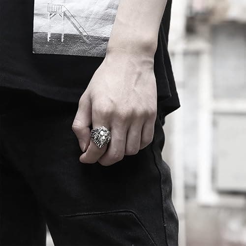 Yumikoo Lion Ring for Men Titanium Stainless Steel Open Adjustable Ring thumbnail 2