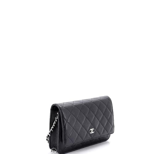 Chanel, Pre-Loved Wallet on Chain Quilted Caviar, Black thumbnail 2