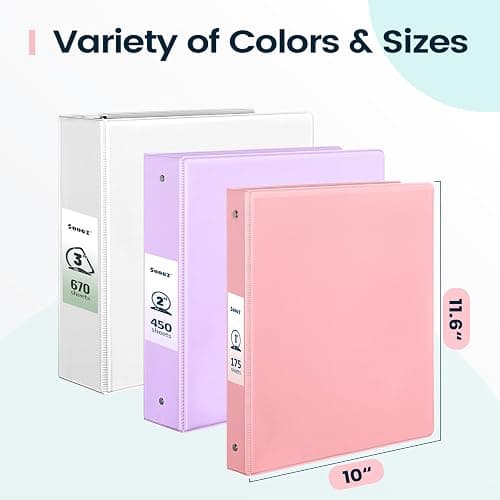 2 Pack BinderX Extra Durable 3 Ring Binder, 2 Inch Binder Round Ring, Fits 900 Sheets of 8.5x11 Paper, Customizable View Cover with Inside Pockets, Cute School Supplies for Girls, Pink & Blue thumbnail 2