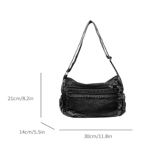 Large Denim Purses for Women Denim Tote Bag Casual Retro Crossbody Lightweight Shoulder Bag Canvas Handbags thumbnail 5