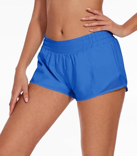 AugIris Athletic Running Shorts for Women with Zipper Pocket,Soft Lightweight Gym Workout Shorts with Mesh Liner Quick Dry thumbnail 3