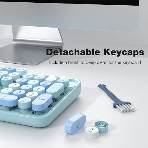 KNOWSQT Wireless Keyboard and Mouse Combo, Blue Colorful 2.4G Typewriter Full-Size Cute Keyboards - USB Receiver Plug and Play, for Computer, PC, Laptop, Desktop, Windows thumbnail 4