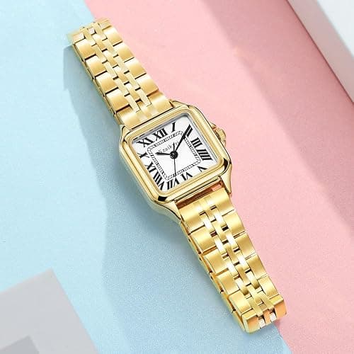 Szaikyri Classic Square Watch for Women Ladies Dress Watch | Water Resistant | Solid Stainless Steel Band | Dainty Vintage Design | Long-Last Vacuum Plating | Japanese Precise Movement thumbnail 9