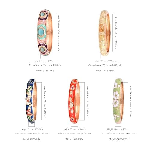 UJOY Random Pack Colors Enamel Jewelry Set Flower Engraved 10 PCS Cloisonne Bracelets in a Box thumbnail 3