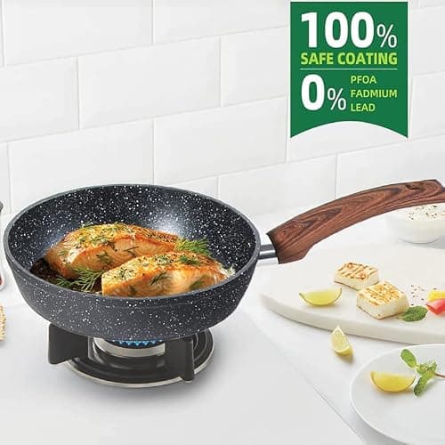 Kitchen Academy Induction Cookware Sets - 12 Piece Cooking Pan Set, Granite Black Nonstick Pots and Pans Set thumbnail 5