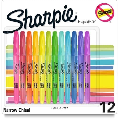 Sharpie Pocket Style highlighters, Assorted Ink Colors, Chisel tip, Assorted Barrel Colors, 12/Pack - Image 1
