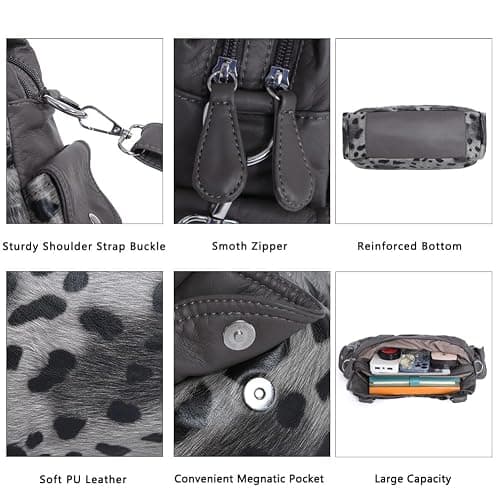 Angel Kiss Purses for Women, Large Shoulder Bag Hobo Tote Purse Mutipocket Faux Leather Satchel Hobo Purse thumbnail 7