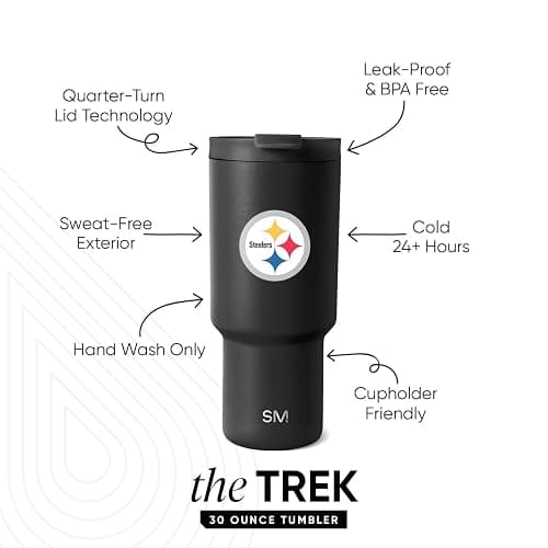 Simple Modern Officially Licensed NFL Pittsburgh Steelers 30 oz Tumbler with Flip Lid and Straws | Insulated Cup Stainless Steel | Gifts for Men Women | Trek Collection | Pittsburgh Steelers thumbnail 3