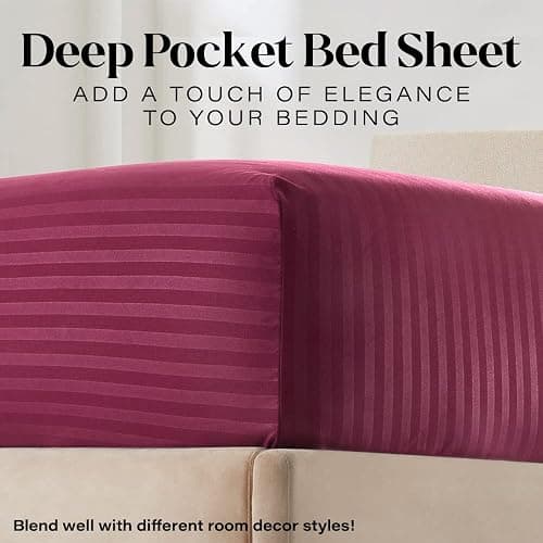 Elaine Karen Full Sheet Set - 4-Piece Striped Full Size Bed Sheets - Soft & Cooling Deep Pocket Full Bed Sheet Set - Wrinkle-Free Microfiber Bedding with 1 Fitted Sheet, 1 Flat Sheet, 2 Pillowcases thumbnail 3