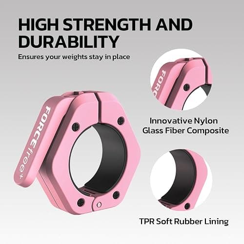 Forcefree+ Barbell Clips (Pair), Barbell Clamps, Quick Release Olympic Barbell Clamps with Anti Slip TPR Grip, Barbell Collars for Secure Weightlifting & Powerlifting thumbnail 2