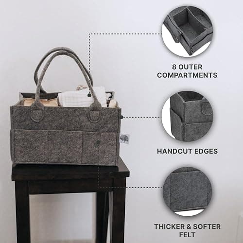 Parker Baby Co. Diaper Caddy - Nursery Storage Bin and Car Organizer for Diapers and Baby Wipes - Charcoal, Large thumbnail 6