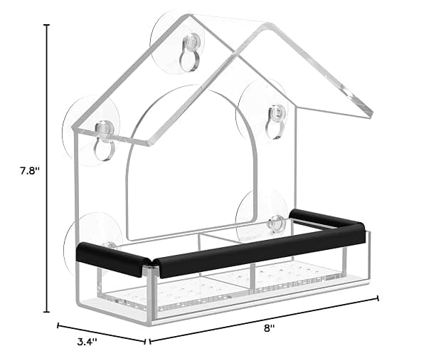 Clear Window Bird Feeder with 5 Extra Strong Suction Cups, DY-SKTY Sturdy and Durable Acrylic Birdfeeders for Viewing Wild Birds Outside, as a Bird Watching Gift, Outdoor Birdhouse Box, Garden Decor thumbnail 3