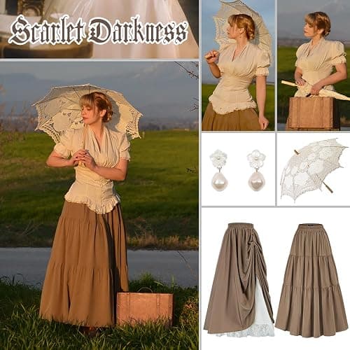 Scarlet Darkness Womens Work Tops Elegant Renaissance Pirate Shirt Short Sleeve Victorian Peasant Blouses thumbnail 5