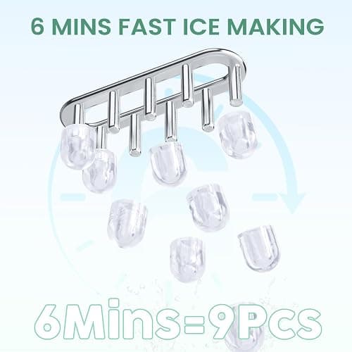 NEWBULIG Ice Makers Countertop with Handle, Portable Ice Machine, 9 Bullet Ice Cubes in 6 Mins, 26lbs in 24Hrs, Auto-Cleaning, with Basket and Scoop, for Home, Kitchen, RV, Camping,Light Pink thumbnail 3