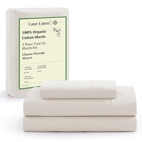 BED | Amazon | LANE LINEN 100% Organic Cotton Twin XL Sheets Set 3-Piece Pure Percale Soft Bedding Breathable Fits Mattress Upto 15" Deep - Glacier Grey - Twin XL - 31: Glacier Grey - Image 1