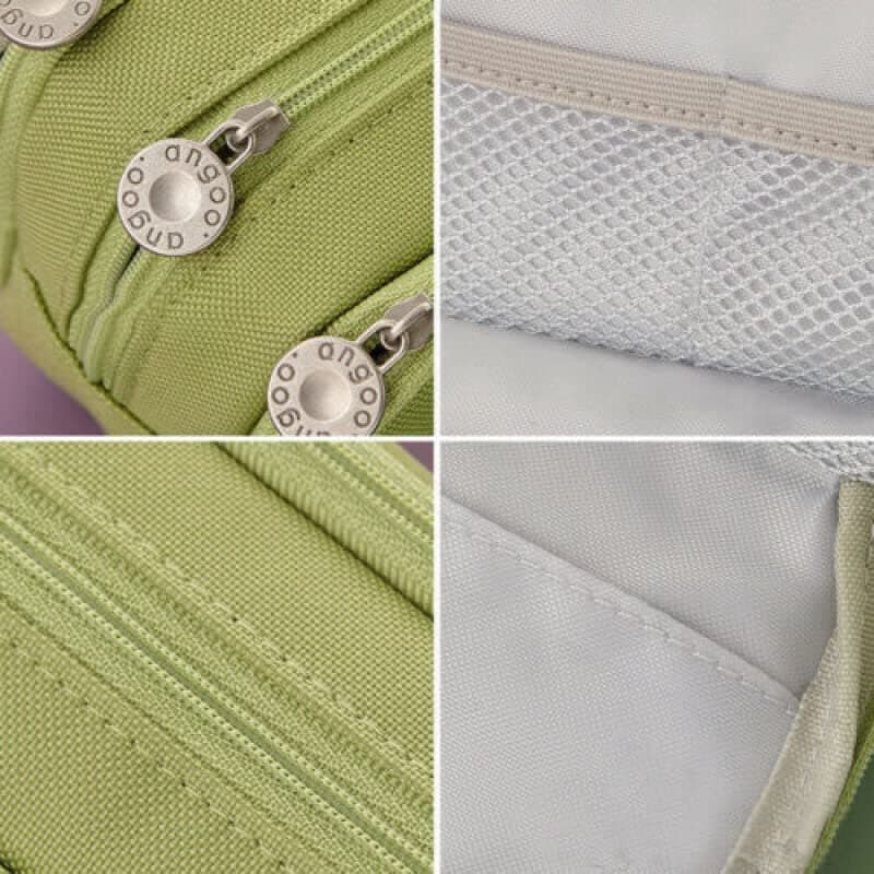Zipper Pencil Case Large Capacity Storage Bag School Stationery Makeup Organizer, Expandable, Multi-Function with Mesh Pockets, Elastic Slots thumbnail 3