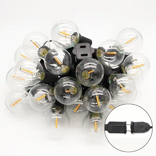 RYKUG Outdoor String Light 50FT Patio Black with 52 Shatterproof G40 LED Clear Globe Bulbs for Indoor/Outdoor, Connectable Hanging Lights for Backyard Balcony Party Decor thumbnail 4
