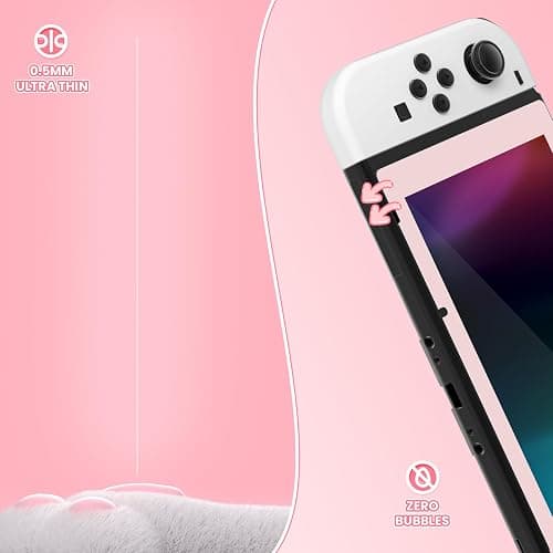 eXtremeRate 2 Pack Cherry Blossoms Pink Border Transparent HD Clear Saver Protector Film, Tempered Glass Screen Protector for Nintendo Switch [Anti-Fingerprint, Shatterproof, Bubble-Free] thumbnail 7