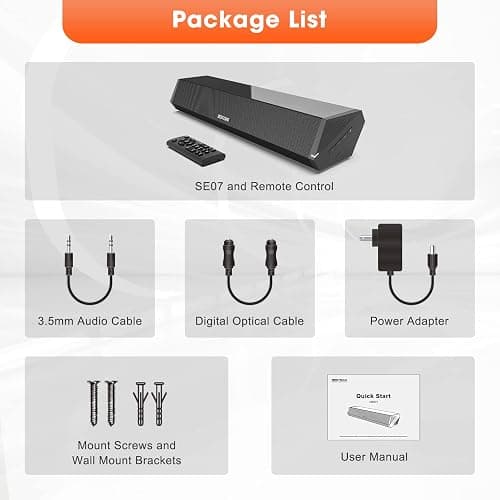 Bestisan Sound Bars for TV, 16'/50W Small Soundbar for TV, Sound Bar with Depths Sound Enhanced/DSP/Bass+/3EQ, Surround Sound Speakers for TV Works with HDMI ARC/CEC,Optical/BT/PC … thumbnail 7