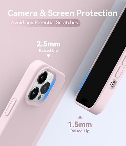AOTESIER Compatible with iPhone 13 Pro Phone Case, [Military Shockproof Protection] Liquid Silicone Case with [Soft Anti-Scratch Microfiber Lining] Camera & Screen Protection 6.1 inch, Ice Pink thumbnail 4