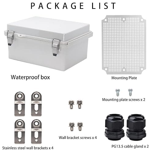 YETLEBOX Outdoor Waterproof Electrical Box Junction Box Weatherproof IP67 ABS Plastic Enclosure Switch Router Project Box Electronics DIY Enclosure With Mounting Plate Wall Bracket Grey 8.6"x6.6"x4.3" thumbnail 4
