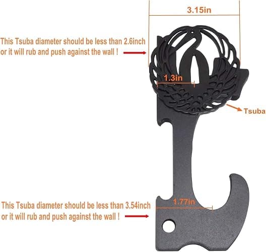 Eforlife 2/Set Sword Hook Wall Mount Samurai Sword Hanger Display Holder Adjustable for Katana Wakizashi Tanto Genji Sword Weapon Rack thumbnail 7