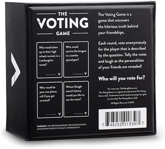 The Voting Game - The Hilarious Adult Party Card Game About Finding Out Who Your Friends are for White Elephant Parties, Stocking Stuffers + Board Games Night with Friends thumbnail 9