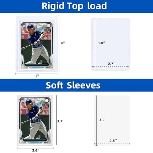 400 Card Sleeves Top Loaders for Cards, Arjiekwei 3"X4" Baseball Cards Protectors Hard Plastic, Premium Toploaders Holder for Trading Sports Football Game Card(200 Top Loaders + 200 Penny Sleeves) thumbnail 2