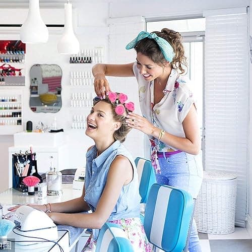 JANYUN 80 Pcs Magic Silicone Hair Rollers Overnight Curlers with Hairnet Include 40pcs Large Silicone Curlers 40pcs Small Silicone Curlers (pink) thumbnail 7