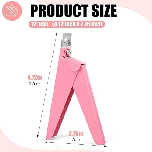 False Nail Clippers with Magnets Stainless Steel Nail Cutter for Acrylic Nail Nail Clippers with 15Pcs Small Magnets for Home Salon Nail Art（Baby Pink） - Baby Pink thumbnail 2