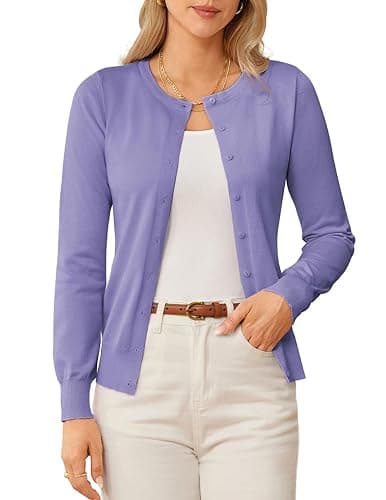 GRACE KARIN Womens Long Sleeve Knit Cardigan Sweaters Casual Dressy Open Front Button Down Cardigans Spring Outfits - Image 1
