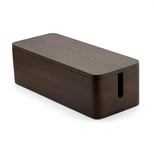 Cable Management Box – Power Strip Organizer – Desk Cord Organizer to Hide Wires & Chargers – Cable Storage Box for Home, Office Desk & Floor Cable Organization (Dark Walnut) thumbnail 8