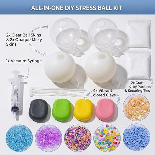 DIY Squishy Making Kit, Stress Ball Kit with Crunchy Fillers, ASMR Toy | Reusable Silicone Balls • Customizable FillersMix Colors & Textures • Creative Craft Activity • Endless Creative Combinations thumbnail 2