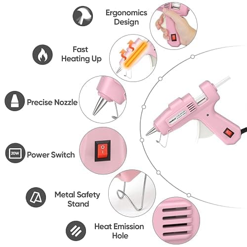 ROMECH 20W Mini Hot Glue Gun with 30 Glue Sticks Set, Fast Preheating Hot Glue Gun Kit Heavy Duty Gluegun for Craft, DIY, Repairs (Pink) thumbnail 4