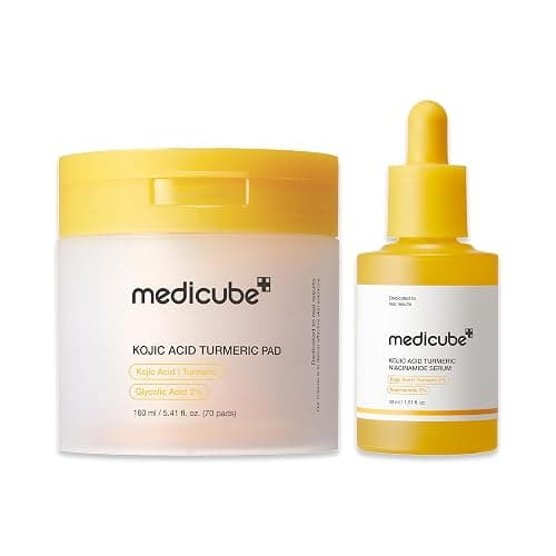 medicube Kojic Acid Renew & Smooth Duo for Troubled Skin: Kojic Acid Turmeric Clarifying Toner Pad and Kojic Acid Turmeric Clarifying & Balancing Capsule Serum - Image 1