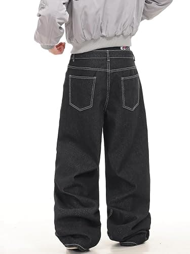 DFGIGT Men's Baggy Jeans Hip Hop Wide Leg Jeans Loose Fit Casual Relaxed Denim Pants Streetwear thumbnail 3