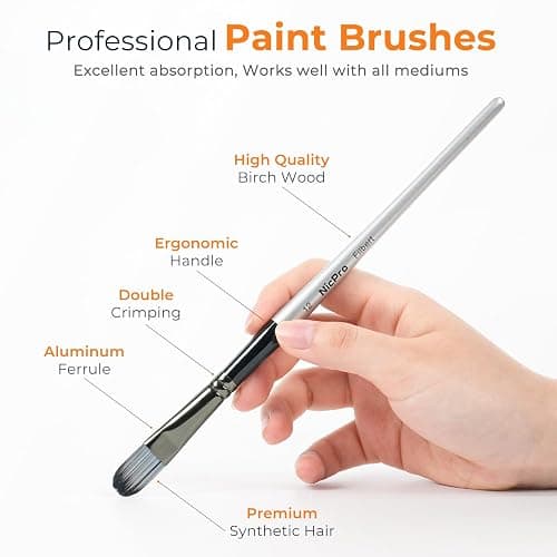 Nicpro 36pcs Paint Brush Set,Professional Paintbrushes for Acrylic Painting | Includes Palette Knife and Canvas Roll, Suitable for Artists and Beginners for Acrylic Painting, Oil, Watercolor, Gouache thumbnail 4