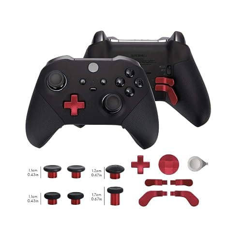 13 in 1 Metal Thumbsticks for Xbox One Elite Series 2, Elite Series 2 Controller Accessory Parts, Gaming Accessory Replacement, Metal Mod 6 Swap Joystick, 4 Paddles, 2 D-Pads, 1 Tool (Plating Red) thumbnail 2